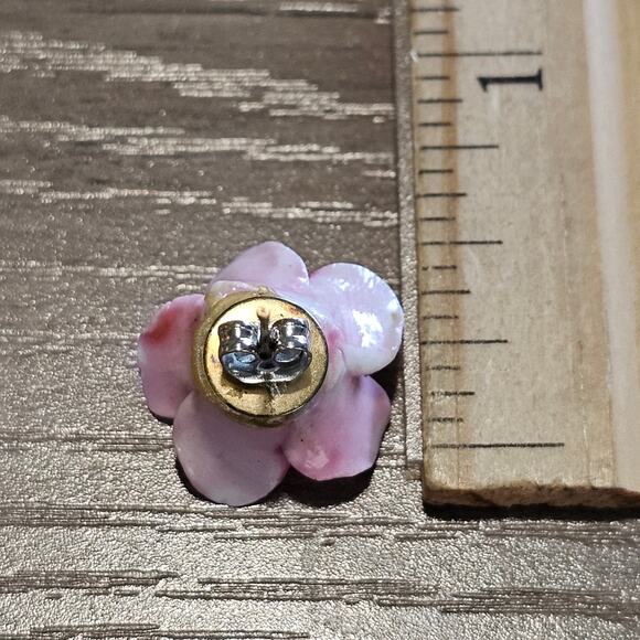 Vintage Pink Porcelain Rosebud Stud Earrings - Picture 2 of 5
